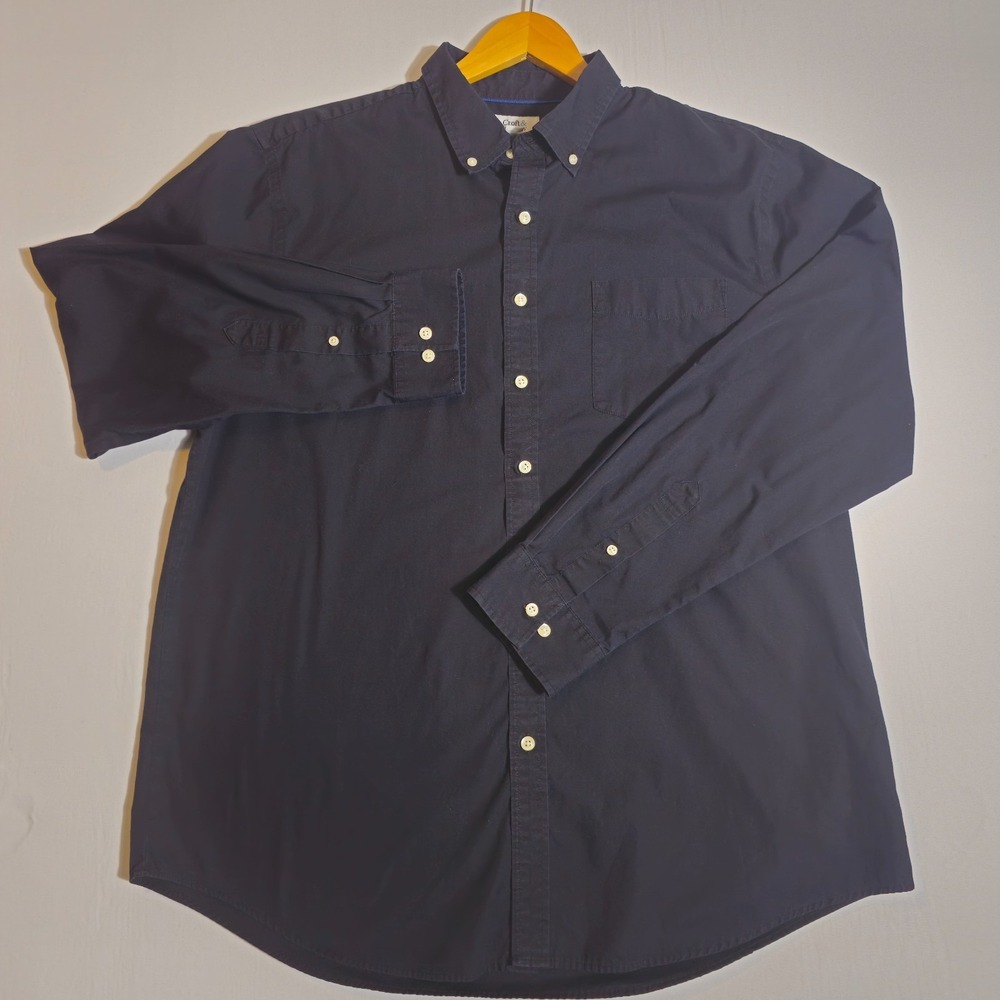 Croft & Barrow Button Down Shirt Mens XL Black Cotton Oeko Tex Chest Pocket - Picture 2 of 11